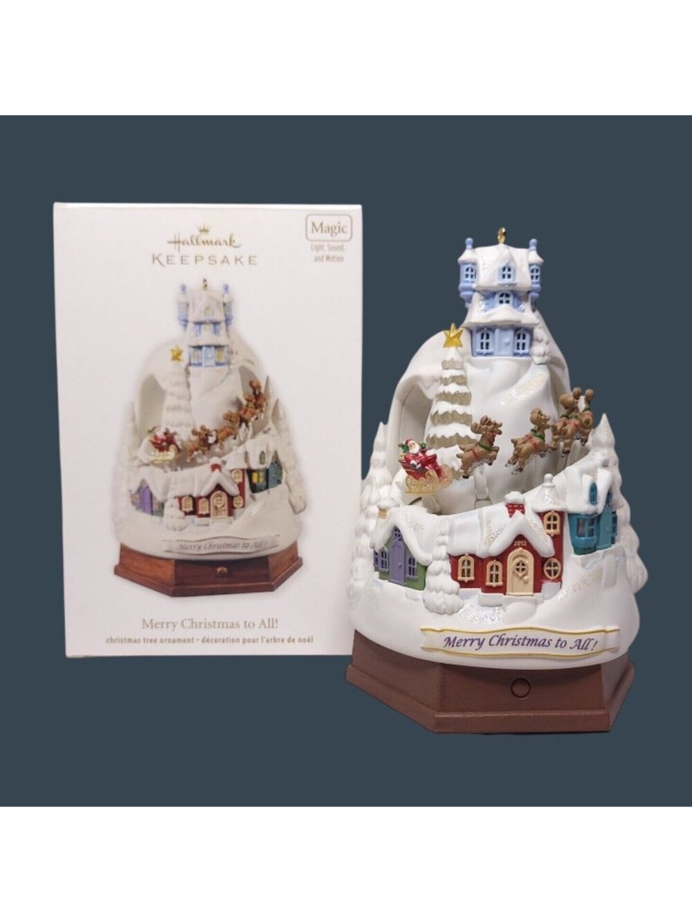 Hallmark Keepsake Magic Xmas Ornament Merry Christmas To All Light Sound Motion